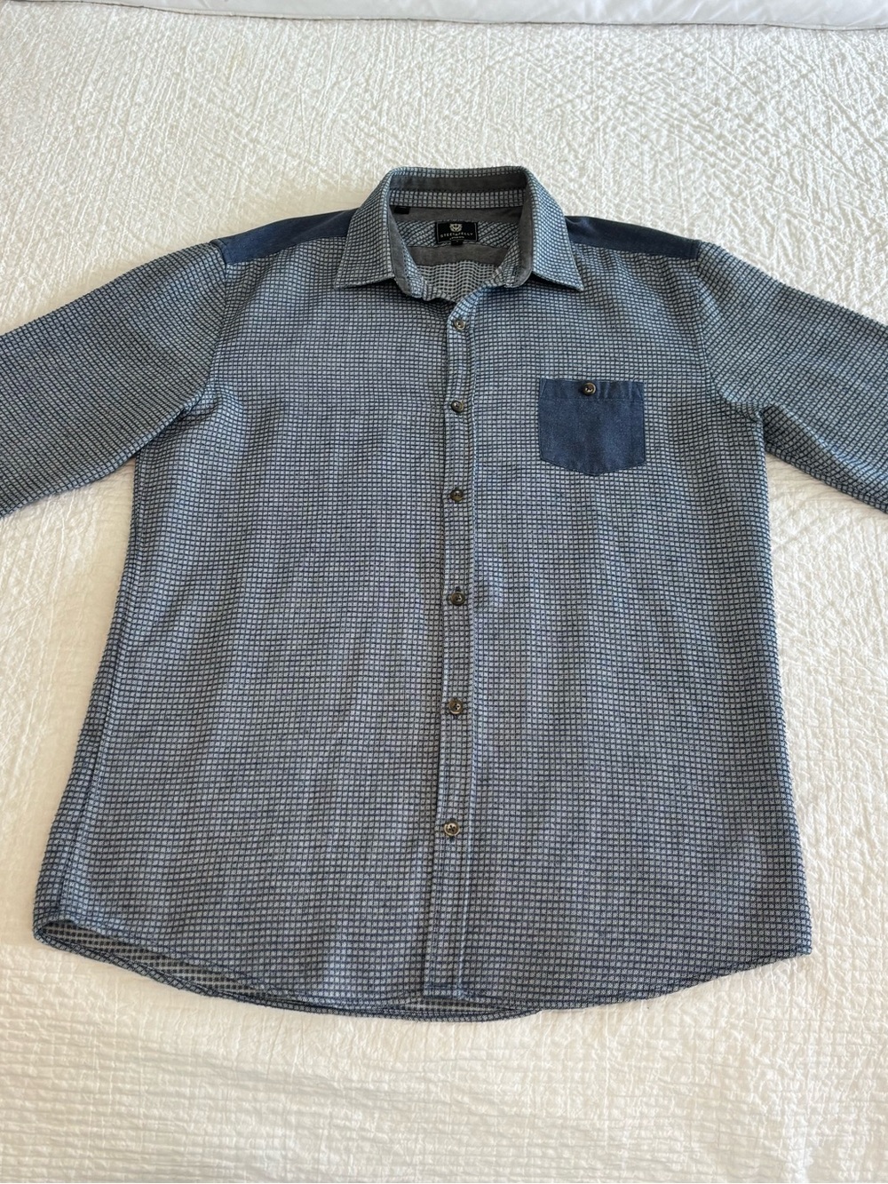 Steel & Jelly London Men’s Button Up Shirt Blue Pattern Size Large